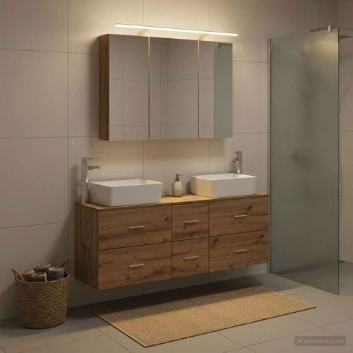 Комплект мебели за баня 4 pcs Дъб артизан