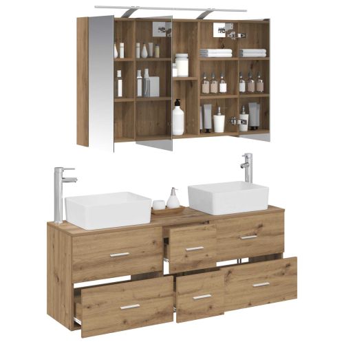 Комплект мебели за баня 4 pcs Дъб артизан