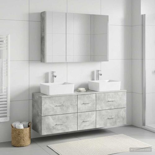 Комплект мебели за баня 4 pcs Бетонно сиво