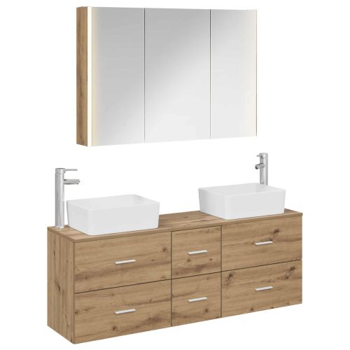 Комплект мебели за баня 4 pcs Дъб артизан