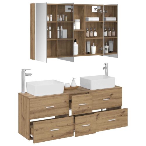 Комплект мебели за баня 4 pcs Дъб артизан