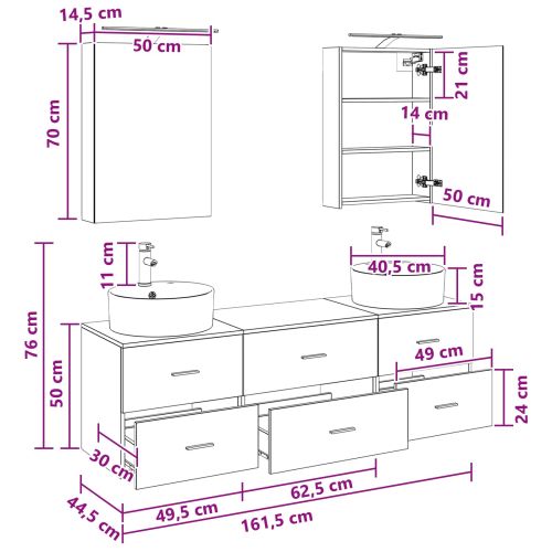 Комплект мебели за баня 5 pcs Дъб сонома