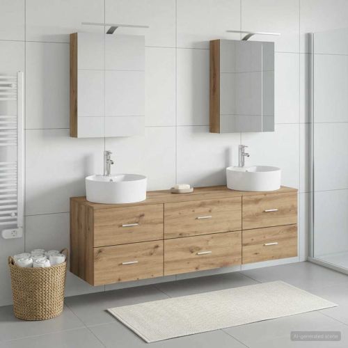 Комплект мебели за баня 5 pcs Дъб артизан