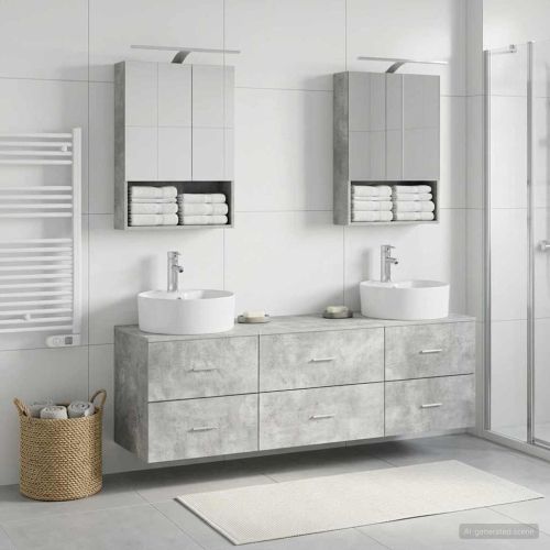 Комплект мебели за баня 5 pcs Бетонно сиво