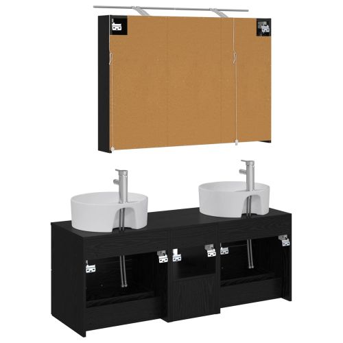 Комплект мебели за баня 4 pcs Черен дъб