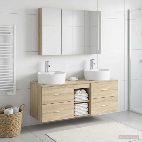 Комплект мебели за баня 4 pcs Дъб сонома