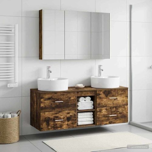 Комплект мебели за баня 4 pcs Опушен дъб