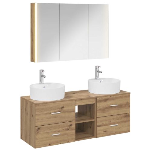 Комплект мебели за баня 4 pcs Дъб артизан