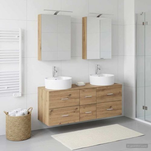 Комплект мебели за баня 5 pcs Дъб артизан