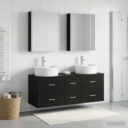 Комплект мебели за баня 5 pcs Черен дъб