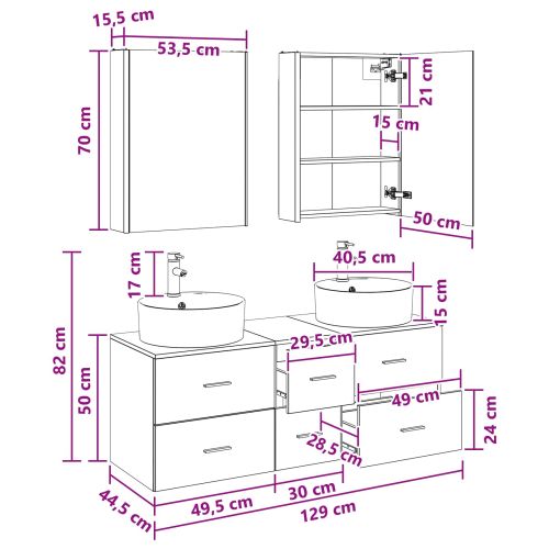 Комплект мебели за баня 5 pcs Черен дъб