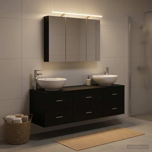 Комплект мебели за баня 4 pcs Черен дъб