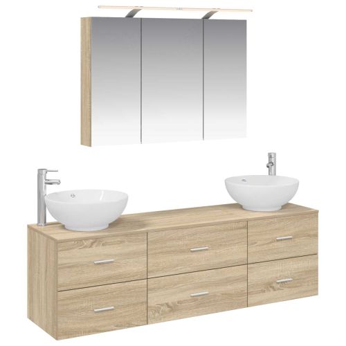 Комплект мебели за баня 4 pcs Дъб сонома