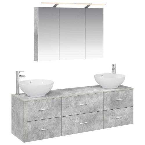 Комплект мебели за баня 4 pcs Бетонно сиво