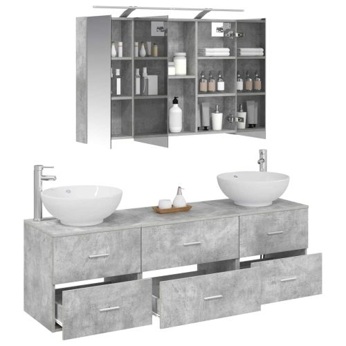 Комплект мебели за баня 4 pcs Бетонно сиво