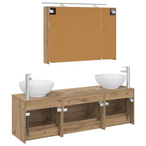 Комплект мебели за баня 4 pcs Дъб артизан