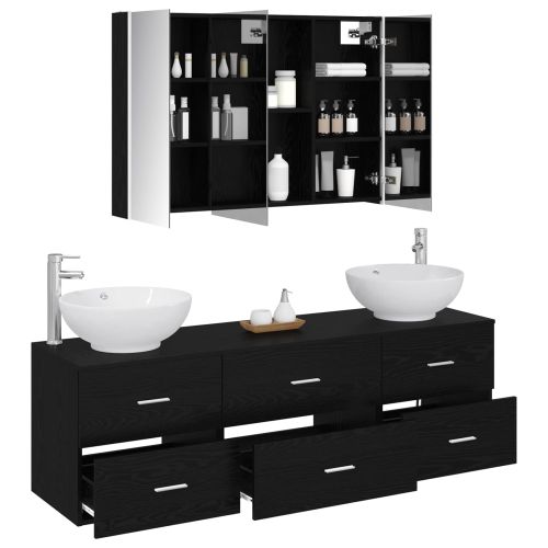 Комплект мебели за баня 4 pcs Черен дъб