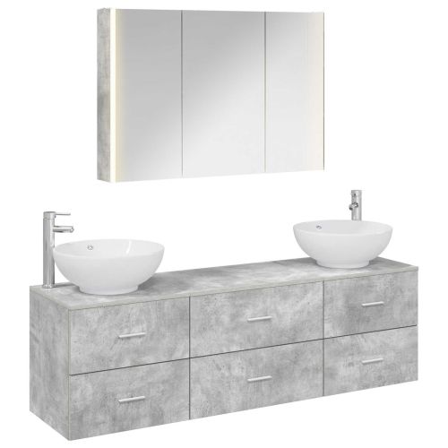 Комплект мебели за баня 4 pcs Бетонно сиво