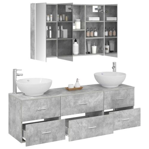 Комплект мебели за баня 4 pcs Бетонно сиво