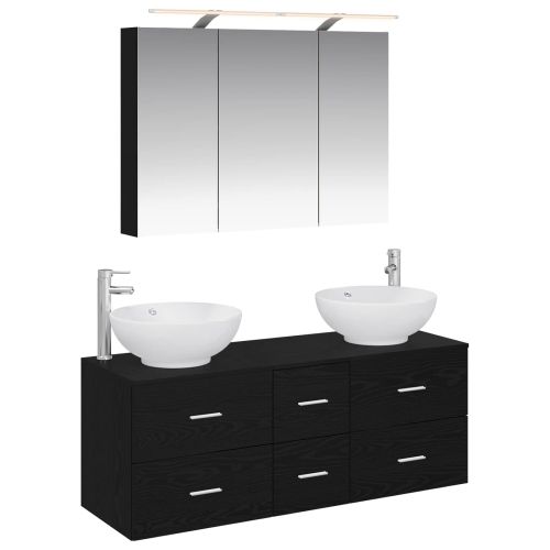 Комплект мебели за баня 4 pcs Черен дъб