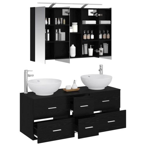 Комплект мебели за баня 4 pcs Черен дъб