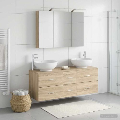 Комплект мебели за баня 4 pcs Дъб сонома