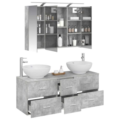 Комплект мебели за баня 4 pcs Бетонно сиво