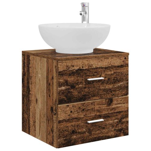 Комплект мебели за баня 4 pcs Старо дърво