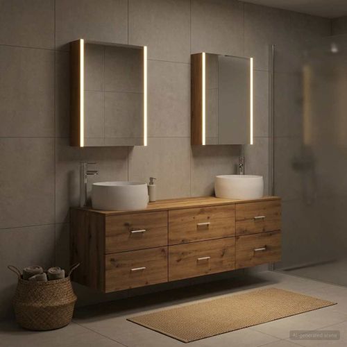 Комплект мебели за баня 5 pcs Дъб артизан