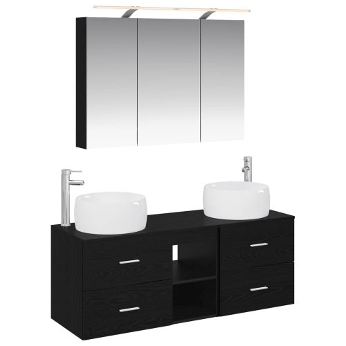 Комплект мебели за баня 4 pcs Черен дъб