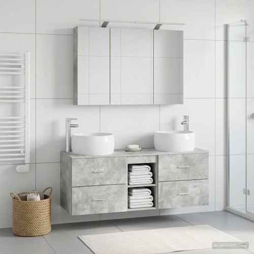 Комплект мебели за баня 4 pcs Бетонно сиво