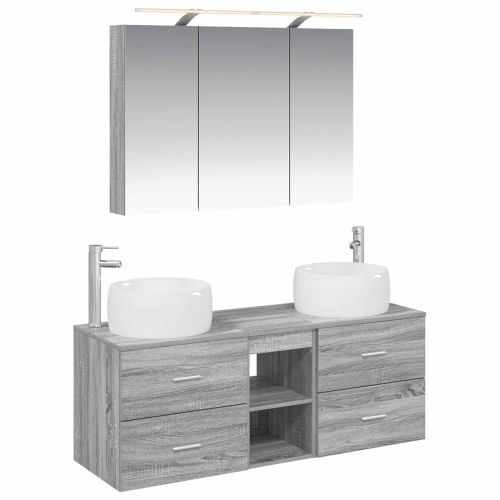 Комплект мебели за баня 4 pcs Сив Сонома