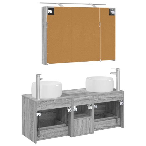 Комплект мебели за баня 4 pcs Сив Сонома