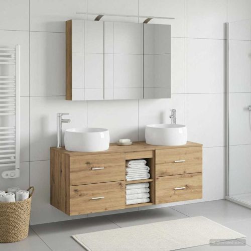 Комплект мебели за баня 4 pcs Дъб артизан