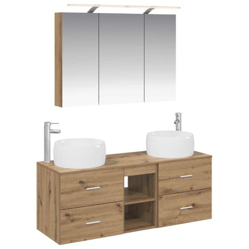 Комплект мебели за баня 4 pcs Дъб артизан