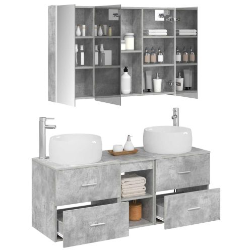 Комплект мебели за баня 4 pcs Бетонно сиво