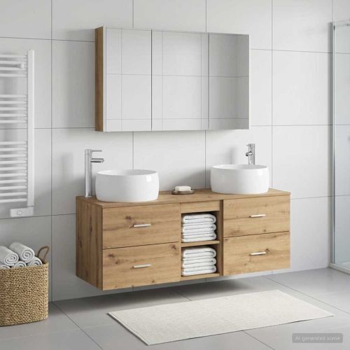 Комплект мебели за баня 4 pcs Дъб артизан
