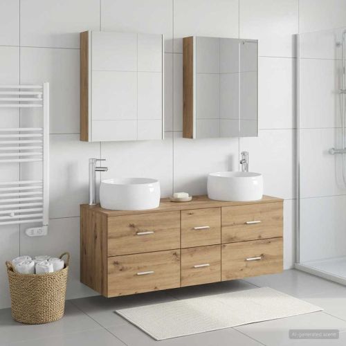 Комплект мебели за баня 5 pcs Дъб артизан