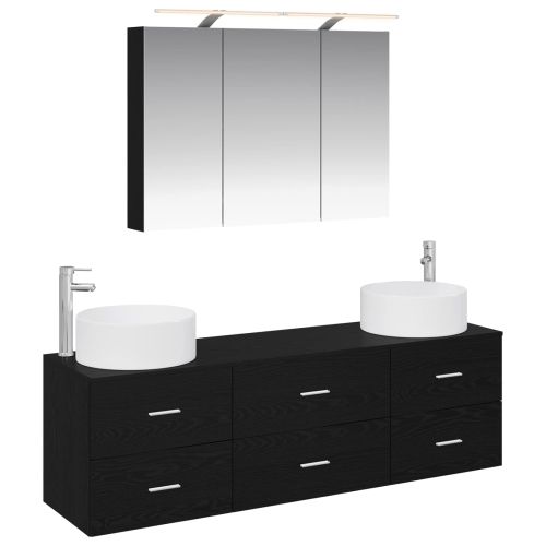 Комплект мебели за баня 4 pcs Черен дъб