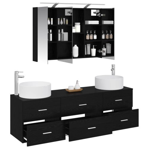 Комплект мебели за баня 4 pcs Черен дъб