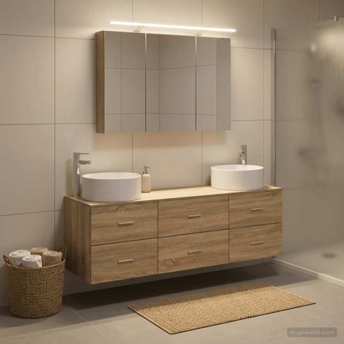 Комплект мебели за баня 4 pcs Дъб сонома