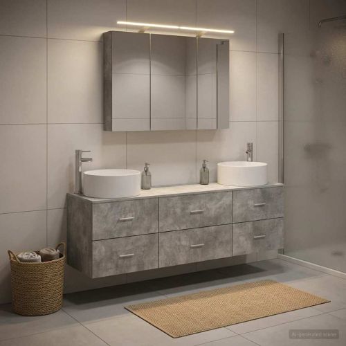 Комплект мебели за баня 4 pcs Бетонно сиво