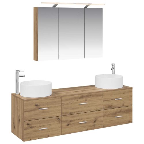Комплект мебели за баня 4 pcs Дъб артизан