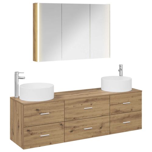 Комплект мебели за баня 4 pcs Дъб артизан