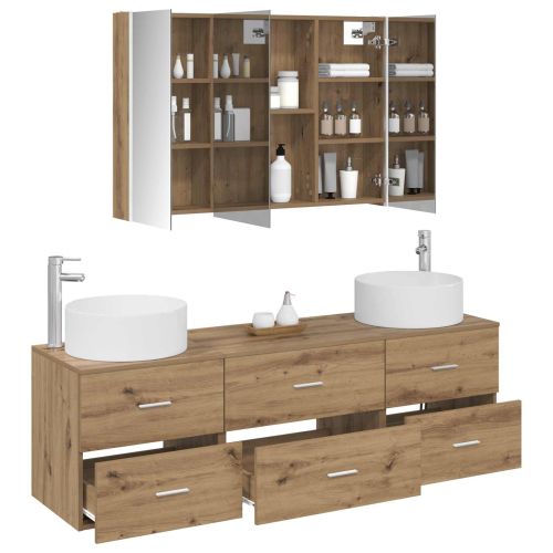 Комплект мебели за баня 4 pcs Дъб артизан