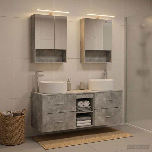 Комплект мебели за баня 5 pcs Бетонно сиво