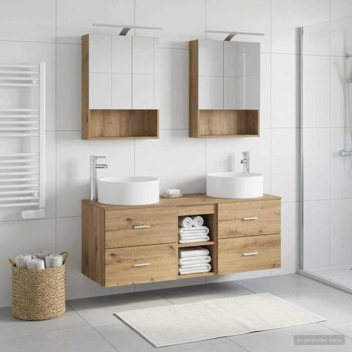 Комплект мебели за баня 5 pcs Дъб артизан