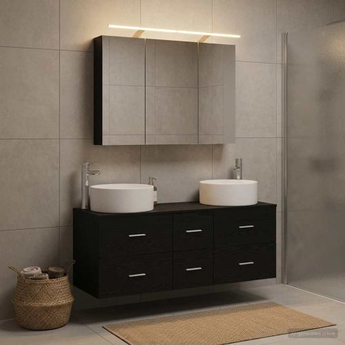 Комплект мебели за баня 4 pcs Черен дъб