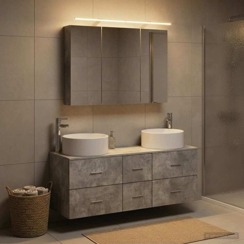Комплект мебели за баня 4 pcs Бетонно сиво