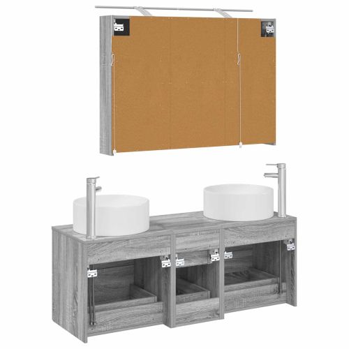 Комплект мебели за баня 4 pcs Сив Сонома